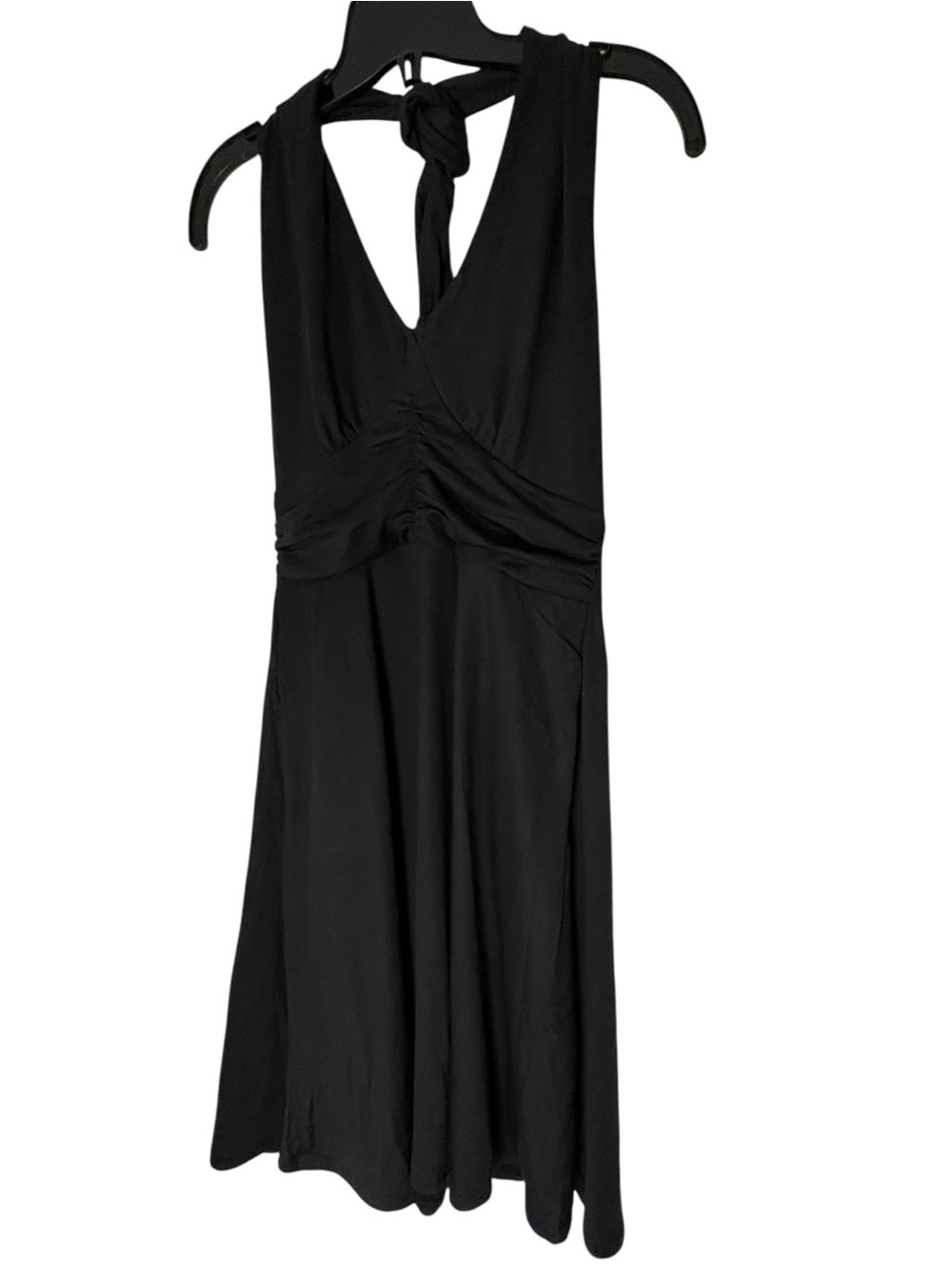 V-Neck Halter Dress.  Black. See pictures measurements